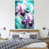 *~* Iris Irissen Bloemen Schilderen AP84 Canvas Afdruk (Insitu (Slaapkamer))