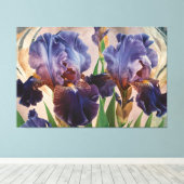 *~* IRIS Irissen Bloemen TV2 Pruimenblauw Canvas Afdruk (Insitu (Houten vloer))
