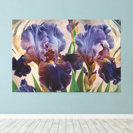*~* IRIS Irissen Bloemen TV2 Pruimenblauw Canvas Afdruk (Insitu (Houten vloer))