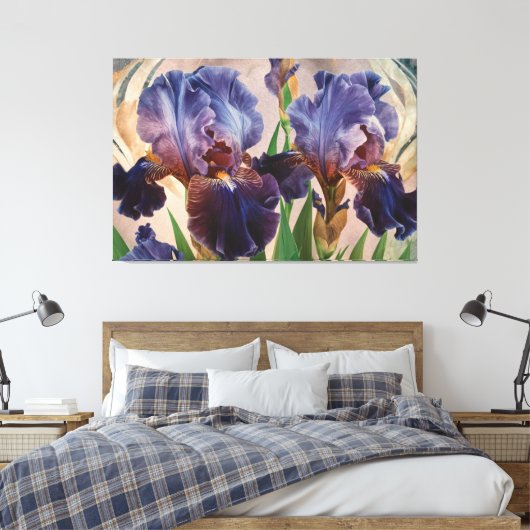 *~* IRIS Irissen Bloemen TV2 Pruimenblauw Canvas Afdruk (Insitu (Slaapkamer))