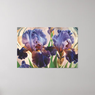 *~* IRIS Irissen  Bloemen TV2 Pruimenblauw Canvas Afdruk