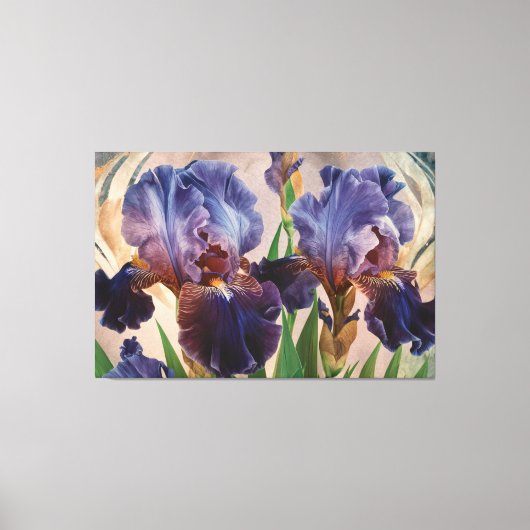 *~* IRIS Irissen Bloemen TV2 Pruimenblauw Canvas Afdruk (Voorkant)