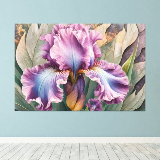 *~* IRIS Irissen  Bloemen TV2 ROZE Canvas Afdruk (Insitu (Houten vloer))