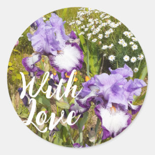 Iris Irissen Paarse Bloem Bloemen Lavendel Liefde Ronde Sticker