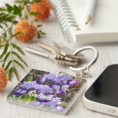 Iris Irissen Paarse Bloem Bloemen Vrouwen Naam Sleutelhanger (Voorkant Rechts)