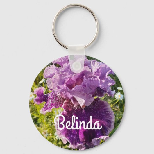 Iris Irissen Paarse Bloem Bloemen Vrouwen Naam Sleutelhanger (Voorkant)