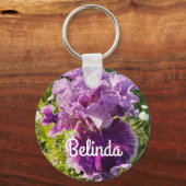 Iris Irissen Paarse Bloem Bloemen Vrouwen Naam Sleutelhanger (Voorkant)