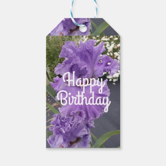 Iris Irissen Paarse Bloem Bloemrijk Lavendel Cadeaulabel (Voorkant)