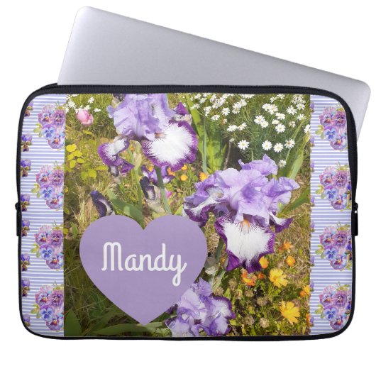 Iris Irissen Paarse Bloem Verjaardag Meisjes Naam Laptop Sleeve (Voorkant)