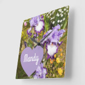 Iris Irissen Paarse Bloem Verjaardag Meisjes Naam Vierkante Klok (Hoek)