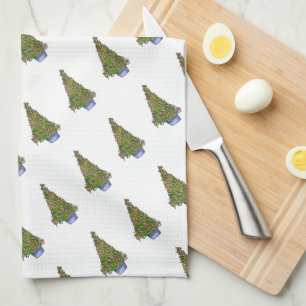 Iris kerstboom keukenhanddoeken