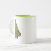 Iris kerstboommok tweekleurige koffiemok (Voorkant links)