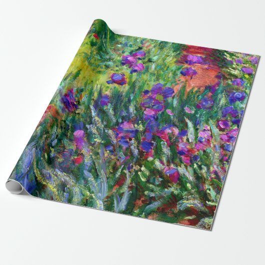 Iris langs de tuin door Claude Monet Cadeaupapier (Uitgerold)