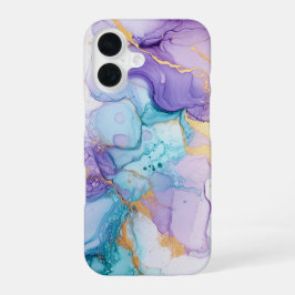 Iris Lumière Luxury Lavender Aqua Watercolor iPhone 16 Hoesje