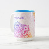 Iris Mandala 15 oz. Personalized Mug Tweekleurige Koffiemok (Voorkant links)