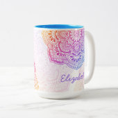 Iris Mandala 15 oz. Personalized Mug Tweekleurige Koffiemok (Voorkant rechts)