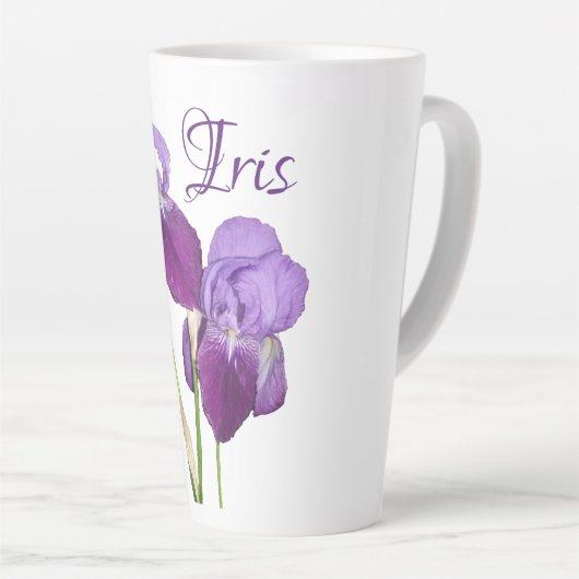  Iris meisje naam paarse lente bloemen Latte Mok (Rechterhoek)