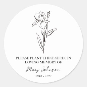 Iris Memorial Funeral Seed Packet Ronde Sticker