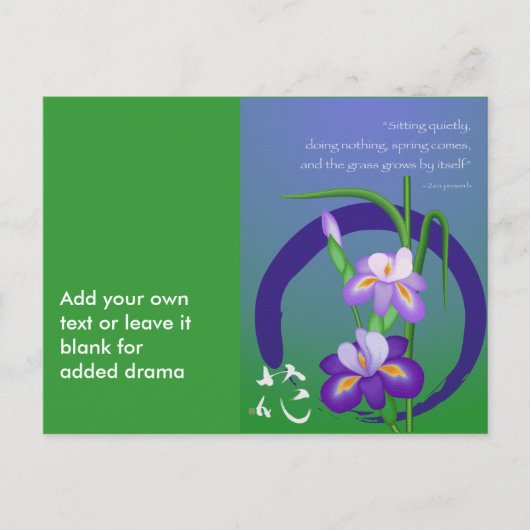 Iris met Enso-cirkel en Zen-wijsheid Briefkaart (Voorkant)