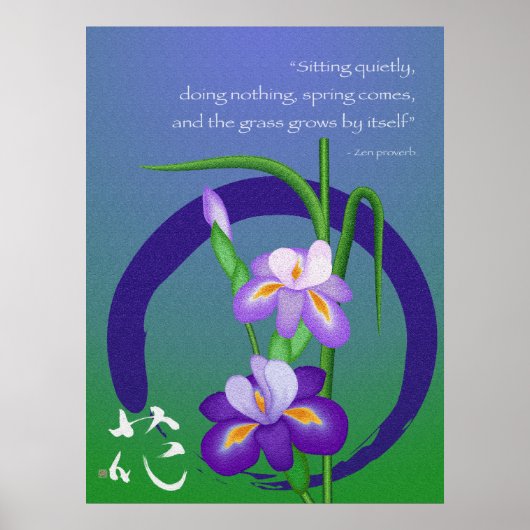 Iris met Enso cirkel en Zen wijsheid Poster (Voorkant)