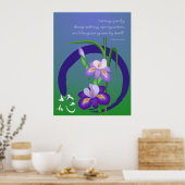 Iris met Enso cirkel en Zen wijsheid Poster (Keuken)