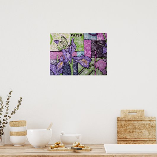 Iris met vlinder poster (Keuken)