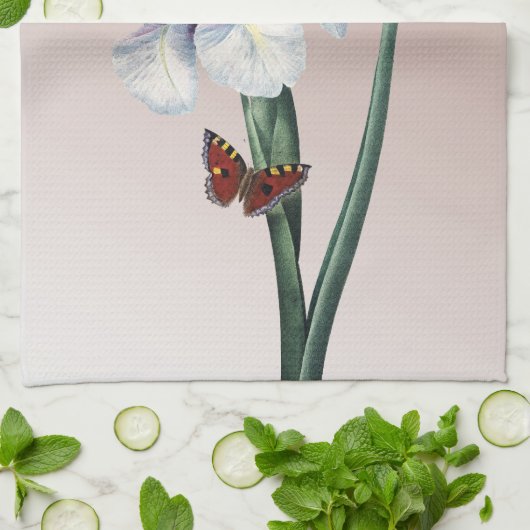 Iris met vlinder theedoek (Gevouwen)