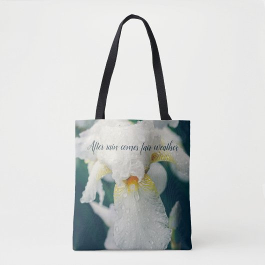 Iris met waterdruppeltjes tote bag (Voorkant)