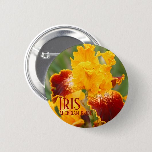 Iris ‘Michigan Pride’ [Ronde Blikken Speld] Ronde Button 5,7 Cm (Voorkant /achterkant)