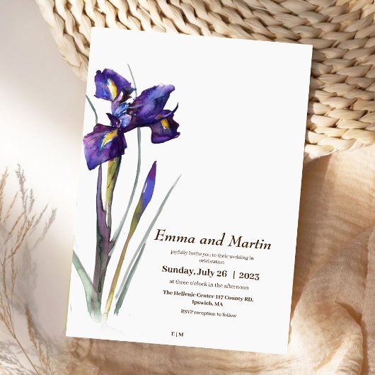 Iris Minimalistisch Modern Mooi Bloemen Bruiloft Kaart