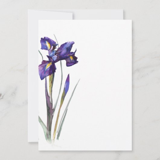 Iris Minimalistisch Modern Mooi Bloemen Bruiloft Kaart (Achterkant)