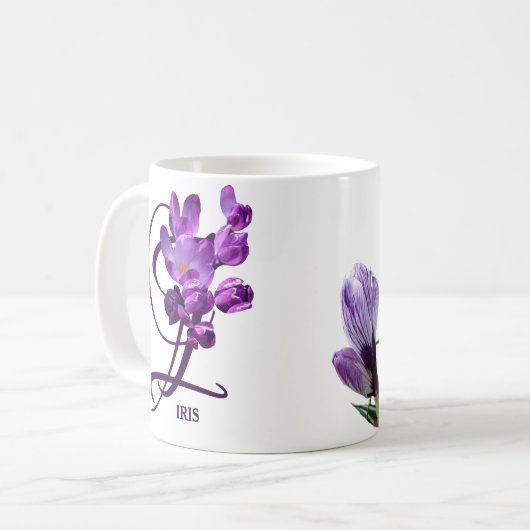  Iris naam paarse lentebloemen boho Koffiemok (Voorkant links)