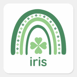 iris Name Clover Boho Rainbow Vierkante Sticker