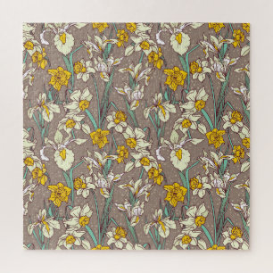 Iris Narcissus Flowers Naadloos Legpuzzel