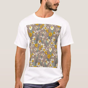Iris Narcissus Flowers Naadloos T-shirt