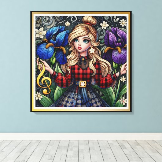 Iris onder de Gouden Symfonie Canvas Afdruk (Insitu (Houten vloer))