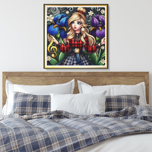 Iris onder de Gouden Symfonie Canvas Afdruk (Insitu (Slaapkamer))