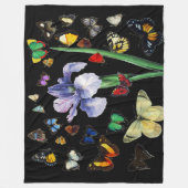 IRIS ONG COLORFUL BUTTERFLIES Black Floral Fleece Deken (Voorkant)