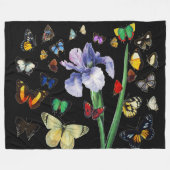 IRIS ONG COLORFUL BUTTERFLIES Black Floral Fleece Deken (Voorkant (Horizontaal))