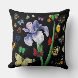 IRIS ONG COLORFUL BUTTERFLIES Black Floral Kussen