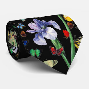 IRIS ONG COLORFUL BUTTERFLIES Black Floral Stropdas