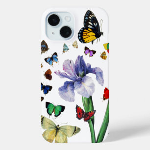 IRIS ONG COLORFUL BUTTERFLIES White Floral iPhone 15 Case
