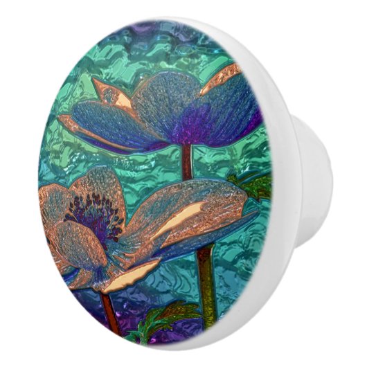 iris ontwerp blauw en groen keramische knop (Rechts)