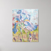 Iris op collage-schilderij / Kunstenaar Larry Lere Canvas Afdruk (Voorkant)
