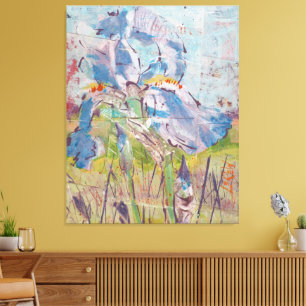 Iris op collage-schilderij / Kunstenaar Larry Lere Canvas Afdruk