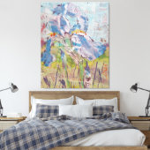 Iris op collage-schilderij / Kunstenaar Larry Lere Canvas Afdruk (Insitu (Slaapkamer))