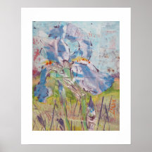 Iris op collage-schilderij / Kunstenaar Larry Lere