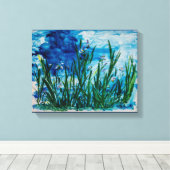Iris op de Water Edge Canvas Print (Insitu (Houten vloer))