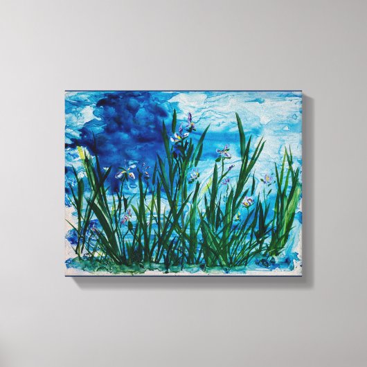 Iris op de Water Edge Canvas Print (Voorkant)