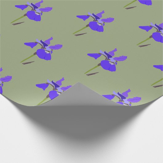 Iris op groen cadeaupapier (Hoek)
